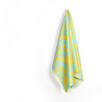 Bubble Flower Poly Satin - Aqua / Yellow