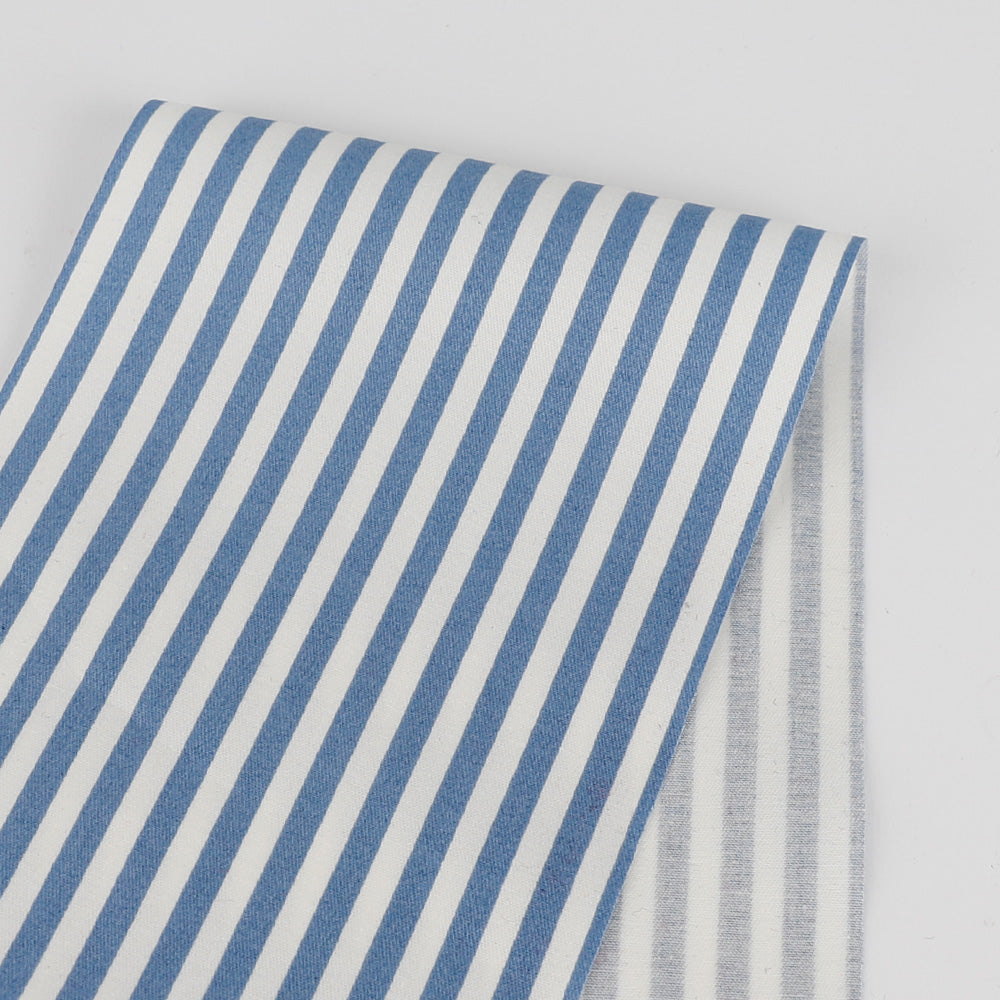 Printed Stripe Stretch Cotton - Blue