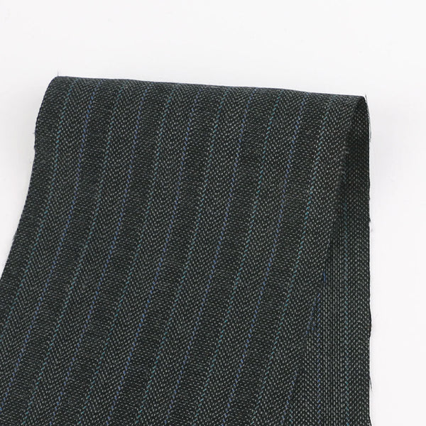 Thread Stripe Wool Suiting - Black / Teal