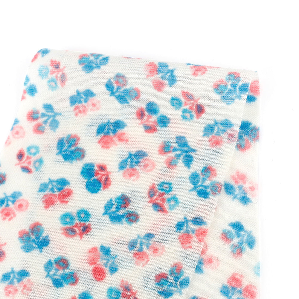 Floral Motif Wool Jersey - Capri / Pink