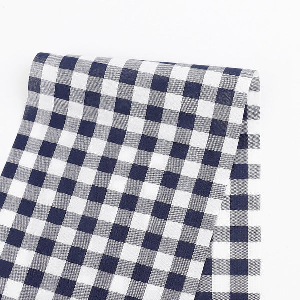 Gingham Rayon Challis - Navy