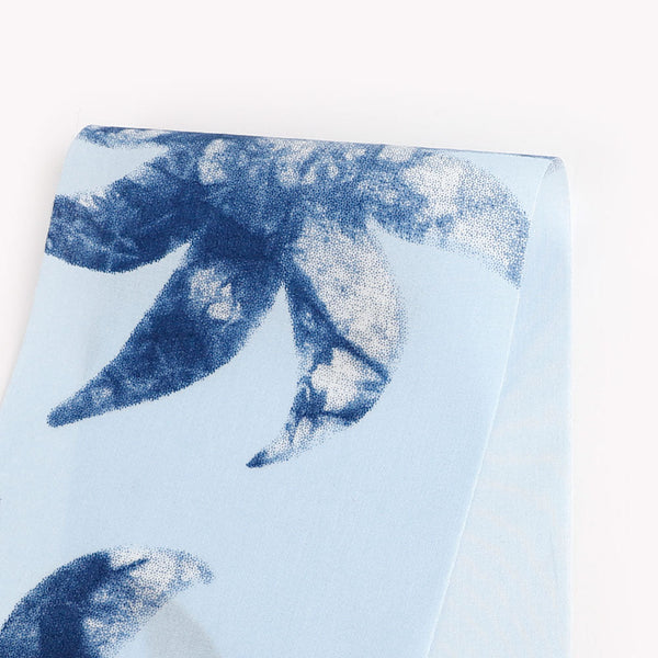 Tie Dye Palm Tree Cotton Lawn - Blue