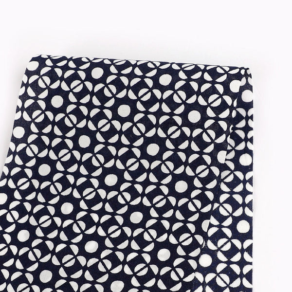 Semicircle Spot Cotton - Navy / White