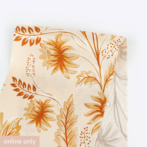 Harvest Blooms Silk Satin - Sepia