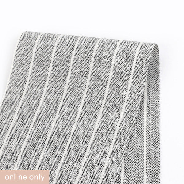 Poly / Cotton Herringbone Stripe - Granite