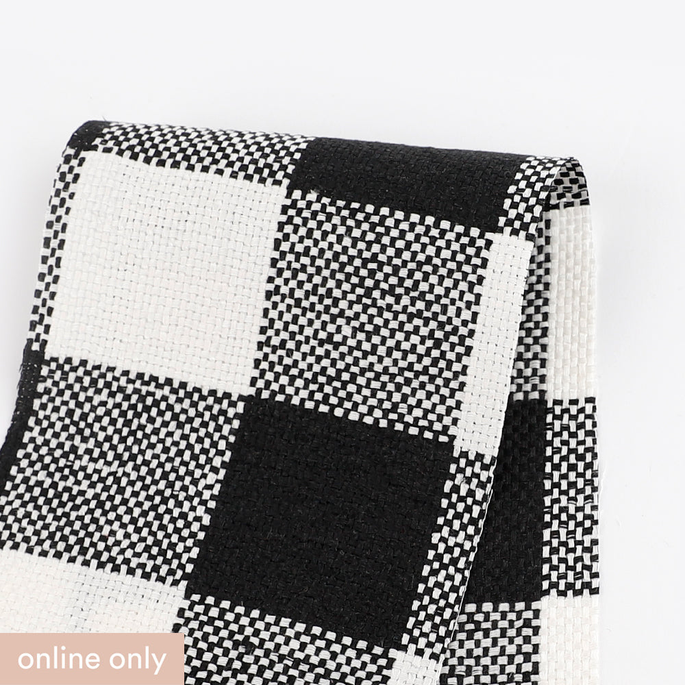 Bold Basketweave Gingham Linen / Cotton - Black