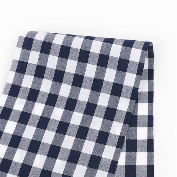 Gingham Cotton Shirting - Dark Navy