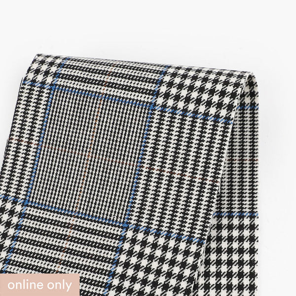 Double Faced Prince Of Wales Check Wool - Blue Mix