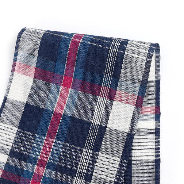 Lightweight Cotton Plaid - Fuschia / Blue