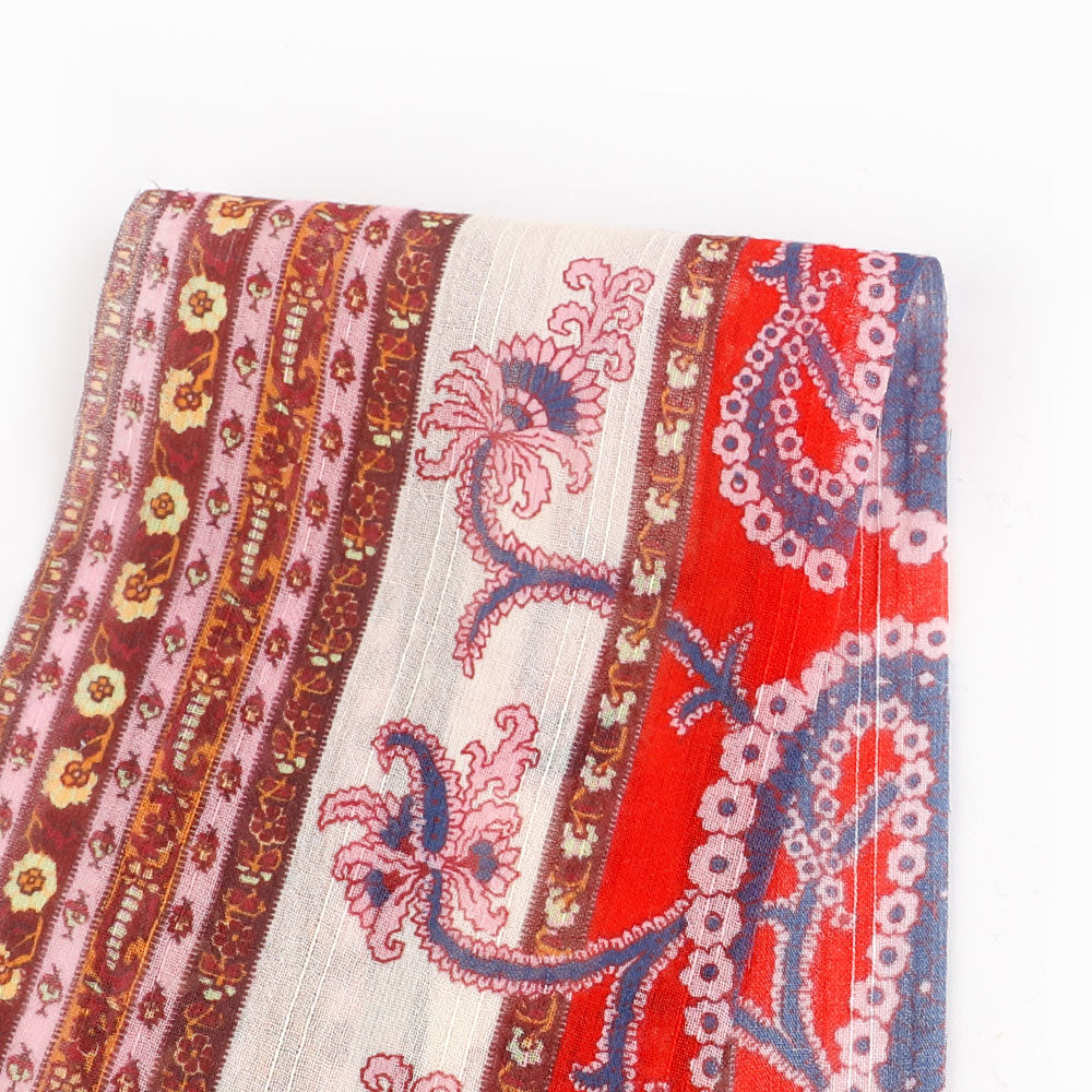 Paisley Stripe Soft Cotton - Red