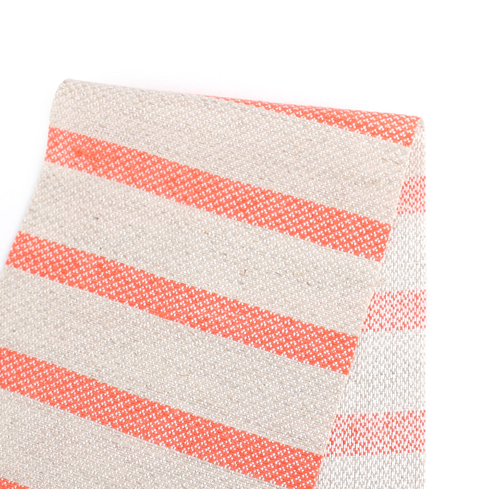 Striped Linen / Rayon - Natural / Coral