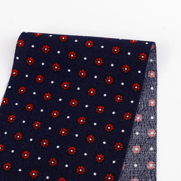 Small Flower Dot Motif Rayon Crepe - Ink