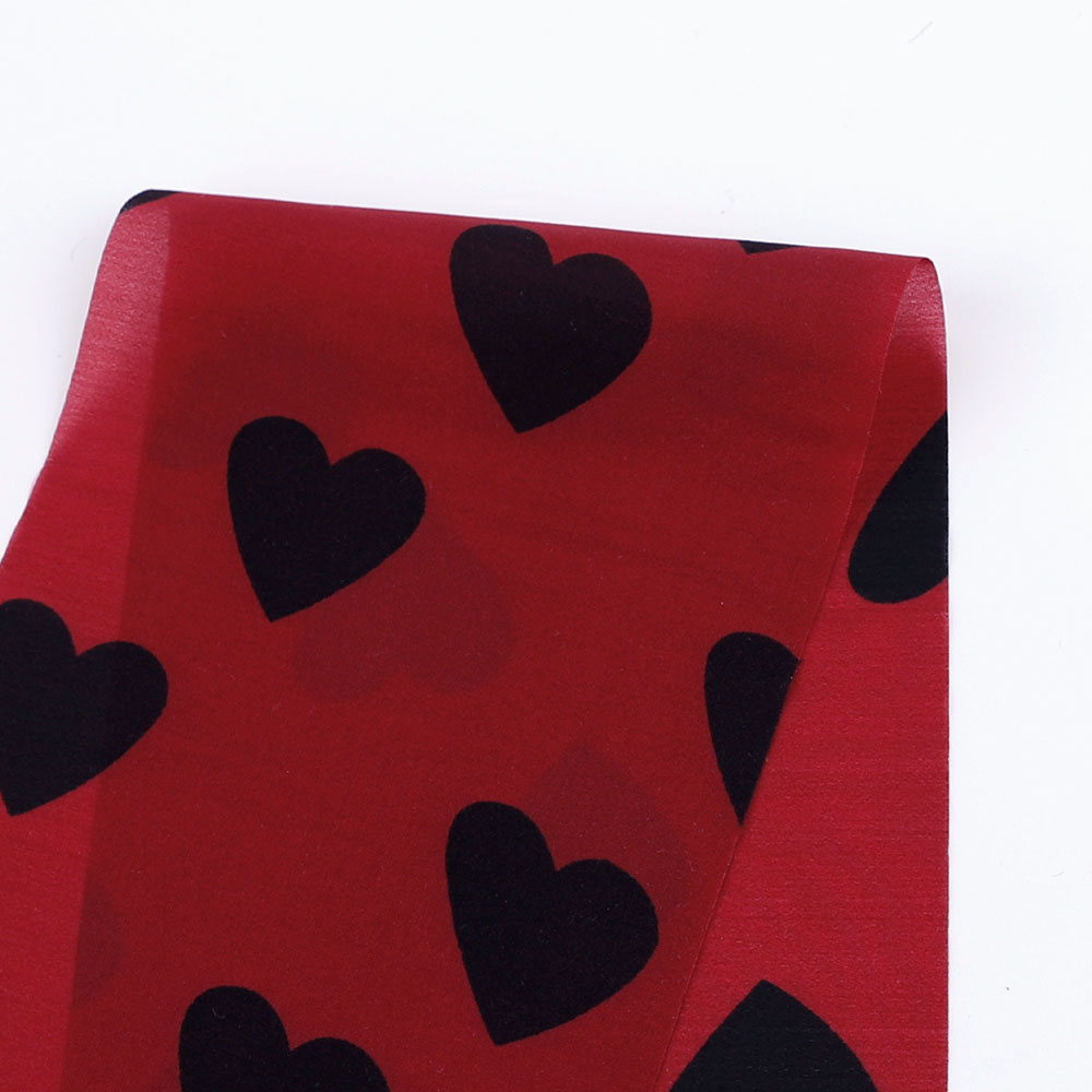 Heart Print Stretch Silk - Oxblood