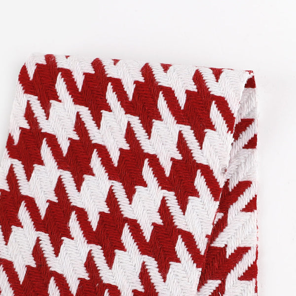 Bold Houndstooth Cotton / Wool Blend Tweed - Red (2nd grade)