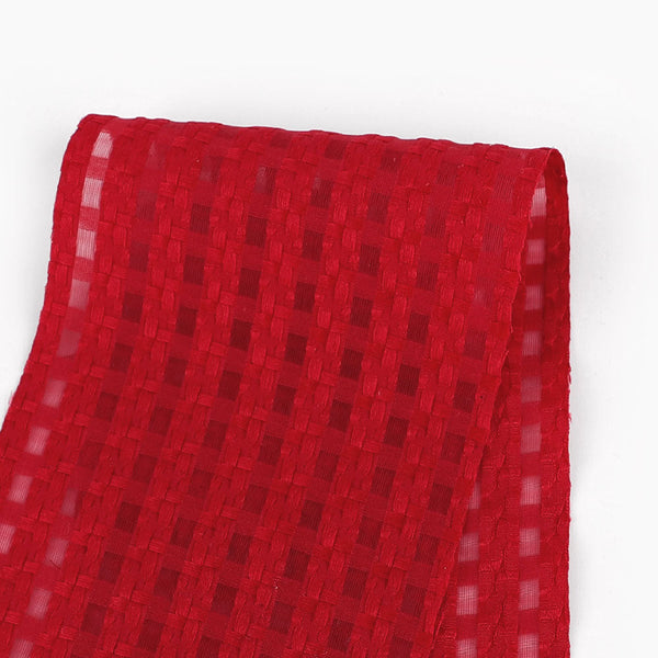 Sheer Woven Grid Poly / Nylon - Red