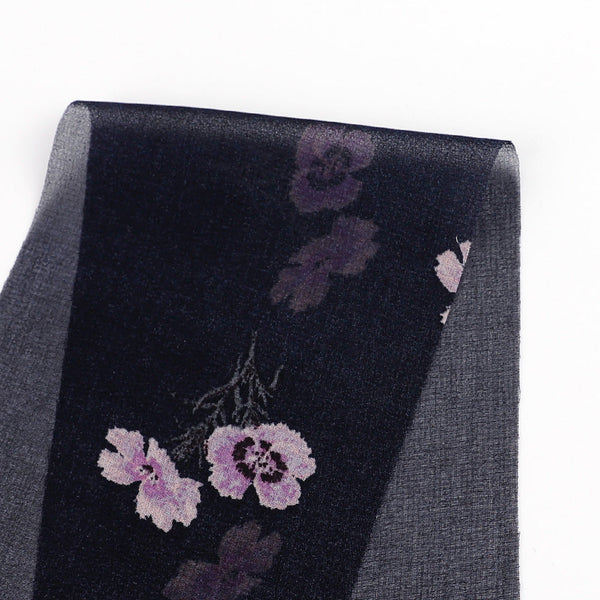 Scattered Pansy Georgette - Midnight