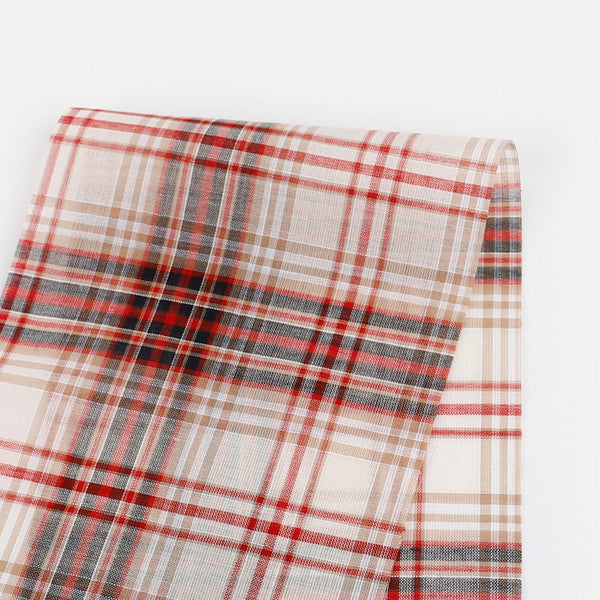 Graphic Plaid Cotton Voile - Camel Mix