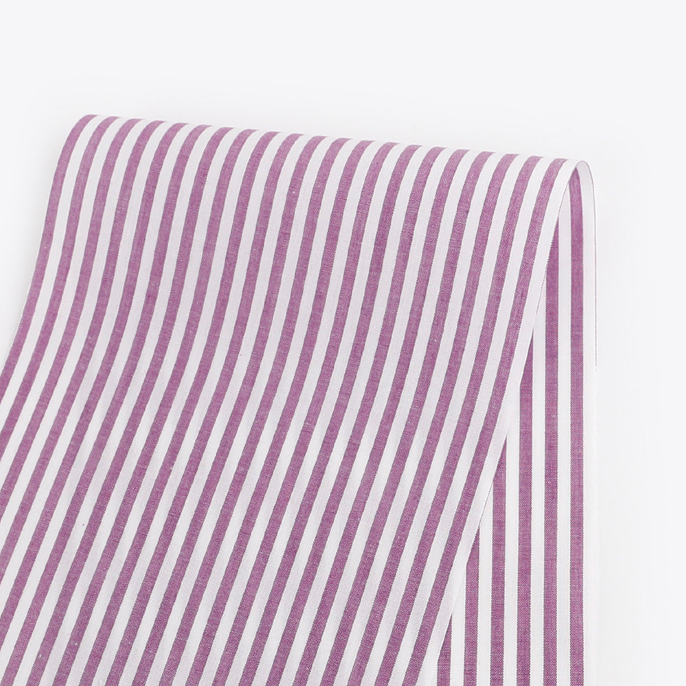 Small Stripe Cotton Shirting - Byzantium Purple