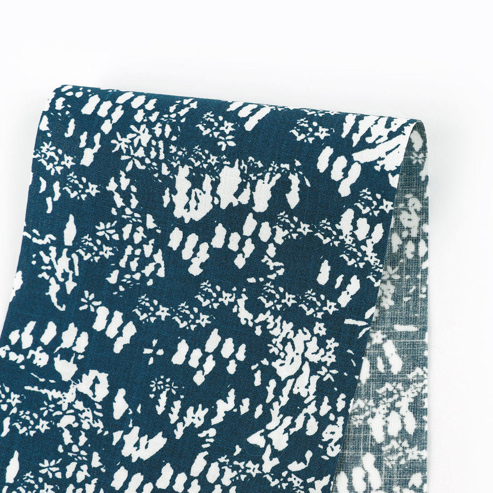 Splotch Floral Cotton Shirting - Marine