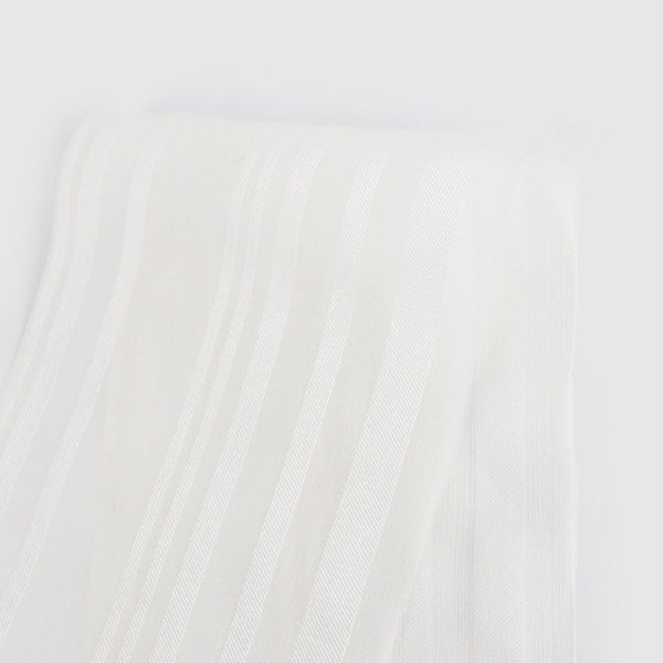 Twill Stripe Sheer Silk - White
