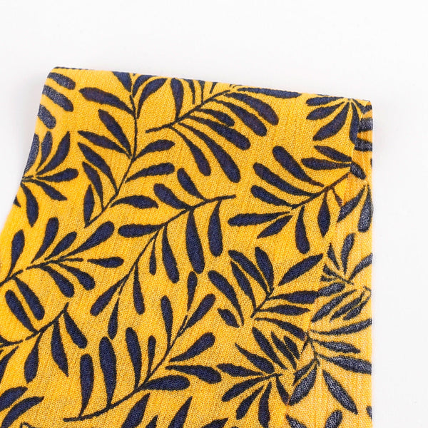 Lively Leaves Crinkle Gauze - Sunflower / Ink