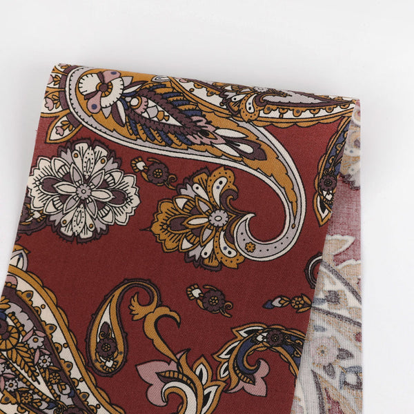 Paisley Cotton / Rayon - Maroon Mix