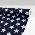 Striped Star Stretch Cotton Sateen - Navy