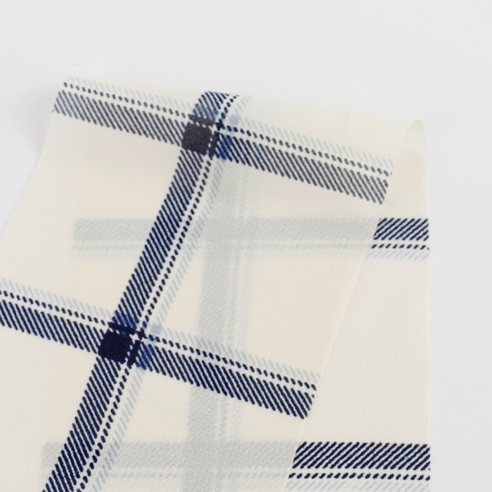 Printed Twill Check Viscose Georgette - Ivory