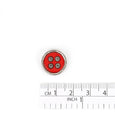 Metal / Poly Pie Button 15mm - Red / Silver