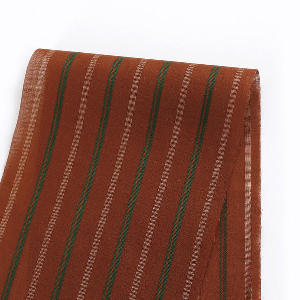 Twill Stripe Cotton - Terra Rosa / Evergreen