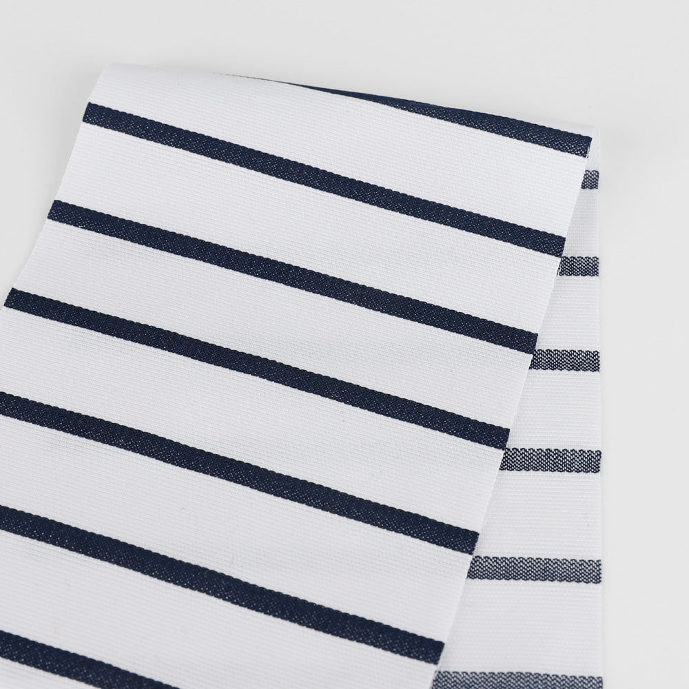 Weft Stripe Cotton Canvas - White / Navy