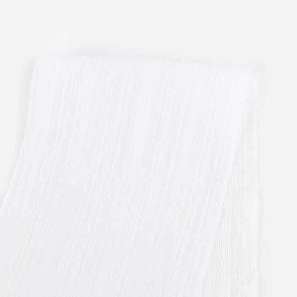 Self Stripe Crinkle Muslin - White
