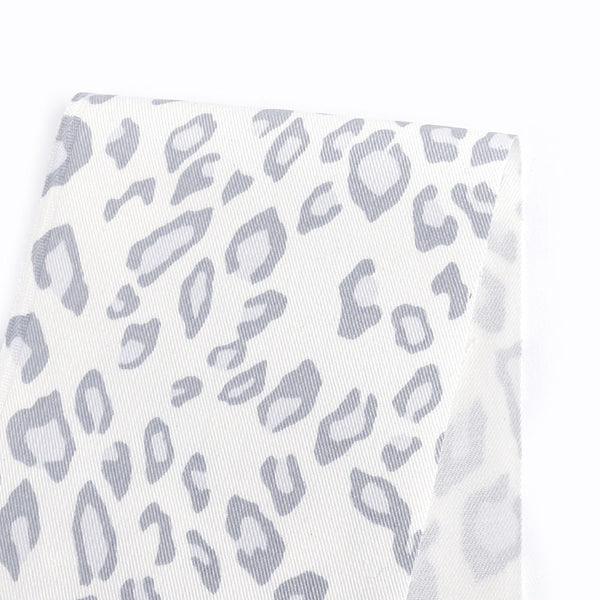 Leopard Print Stretch Cotton Drill - Dove